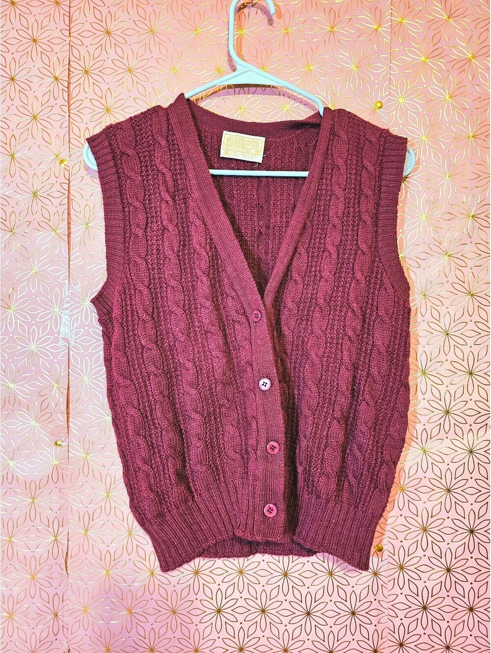 Vintage Burgundy Red Pendleton Sweater Vest - Picture 4 of 5
